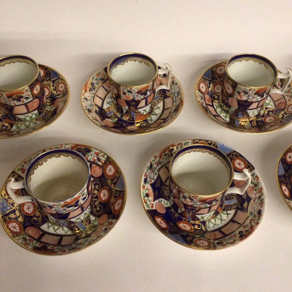 11pc. 19th C. Derby Imari Demitasse Cup and Saucer