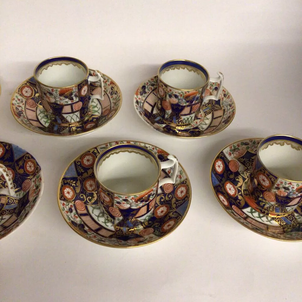 11pc. 19th C. Derby Imari Demitasse Cup and Saucer