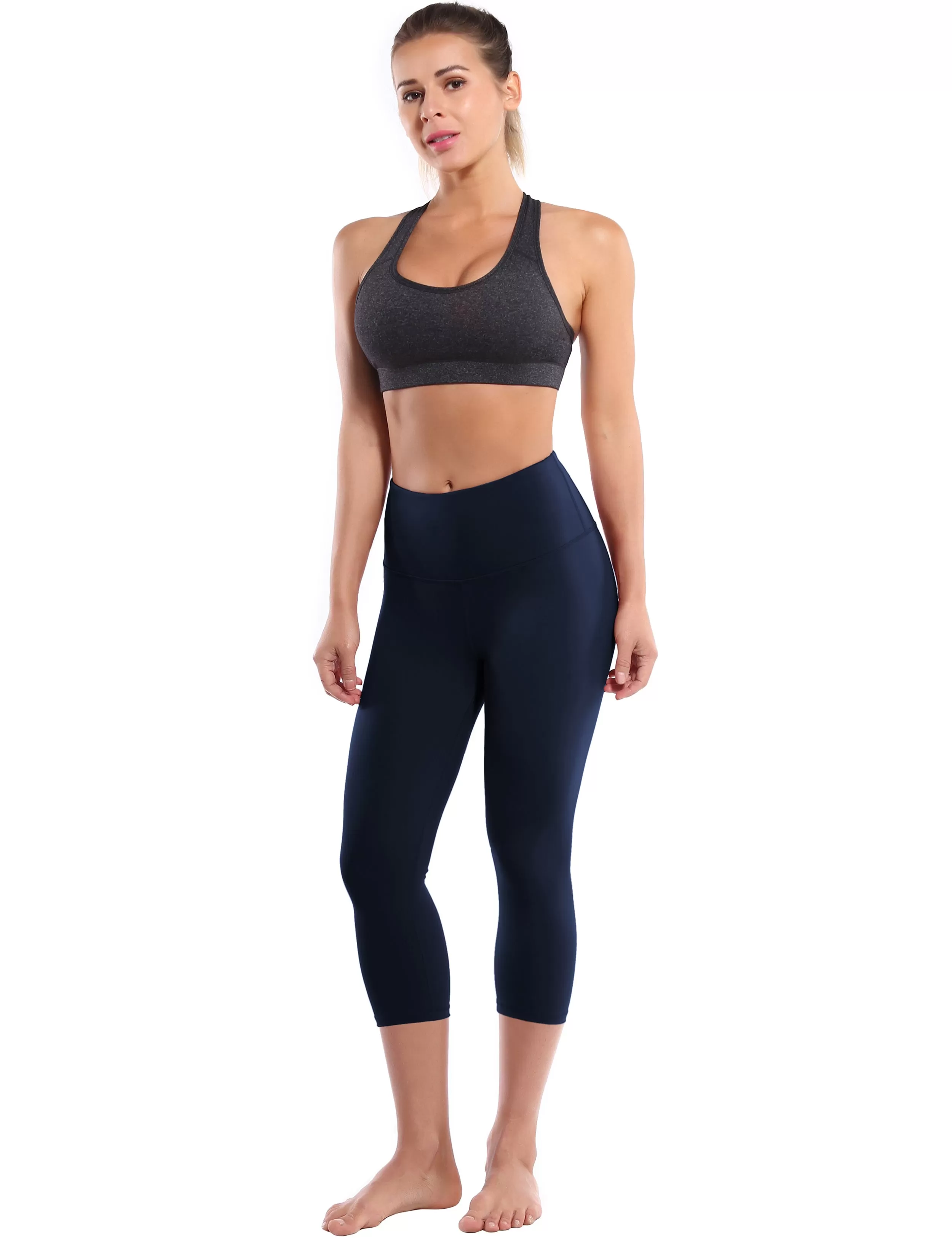 19 High Waist Crop Tight Capris darknavy_yogastudio