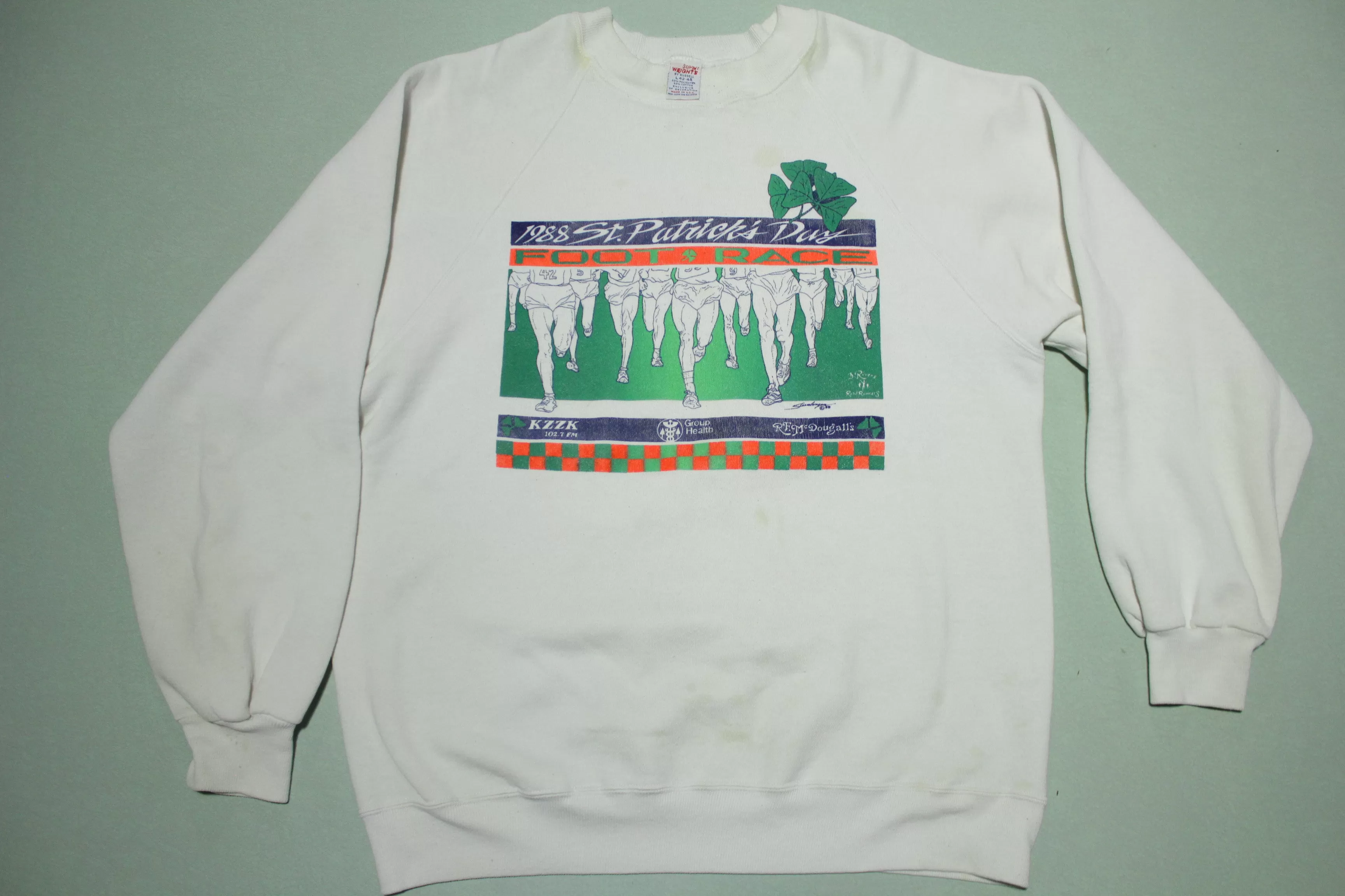 1988 St. Patrick's Day Foot Race Vintage 80's Super Weights Russell  USA Sweatshirt