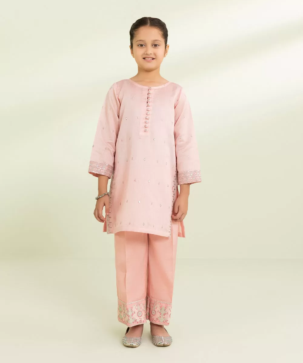 2 Piece - Embroidered Cotton Net Suit