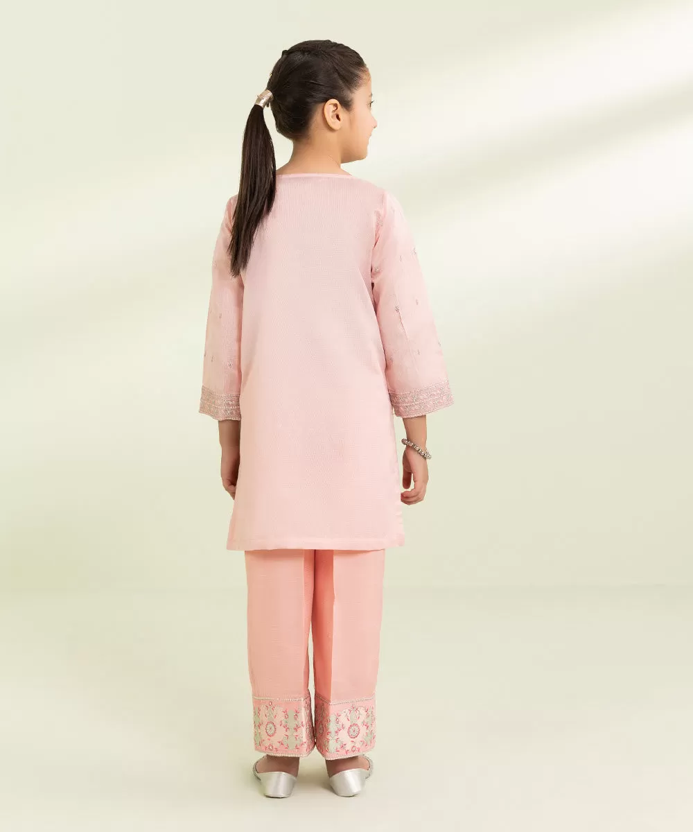 2 Piece - Embroidered Cotton Net Suit