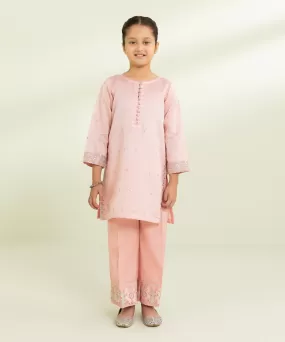 2 Piece - Embroidered Cotton Net Suit