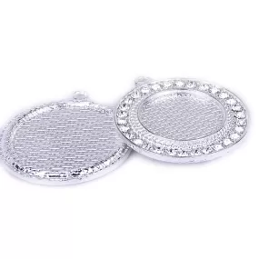 20mm Single Rhinestones Round Bezel Pendant Setting Cabochon Base Setting Wholesale Pendant Trays plated silver 10pcs