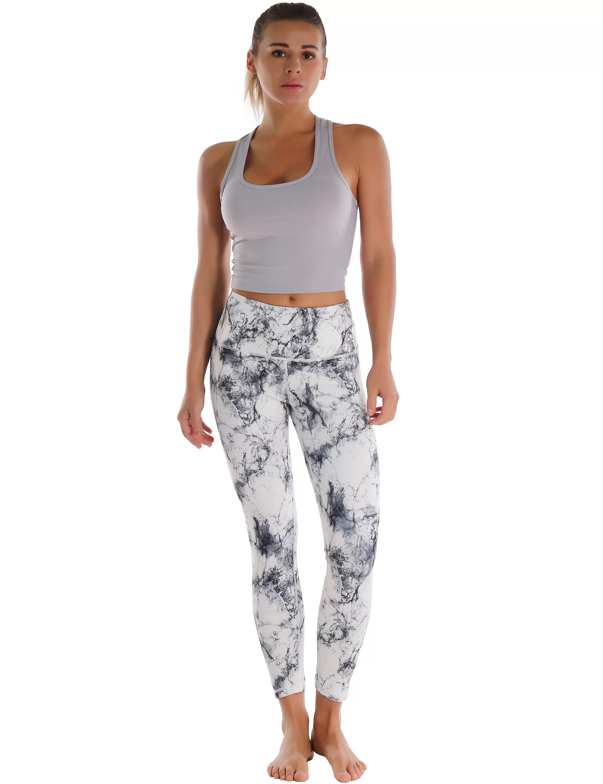 22" High Waist Crop Tight Capris arabescato