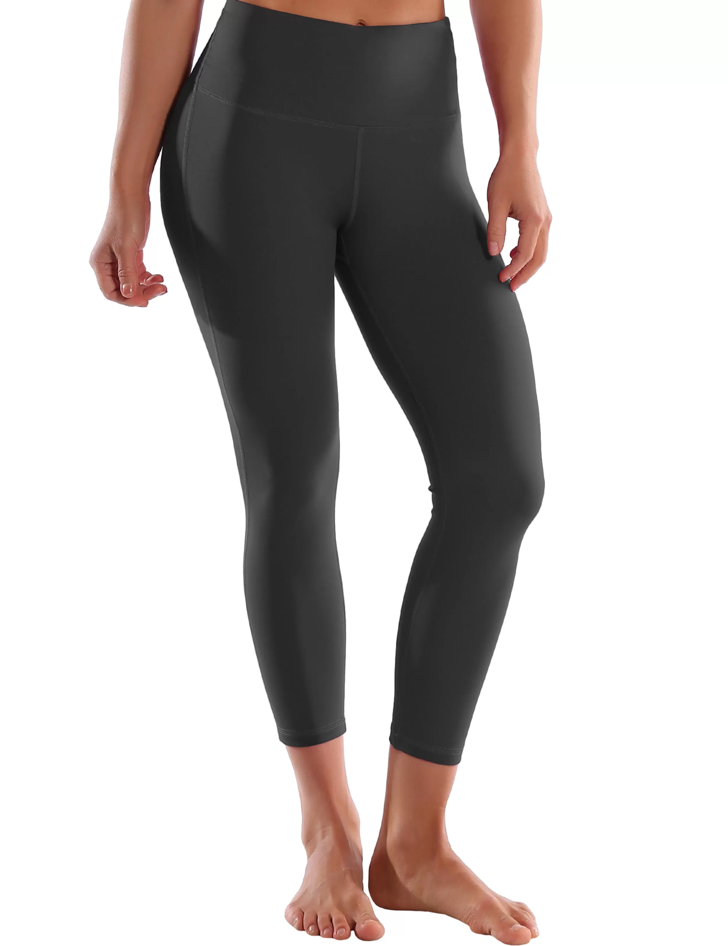 22" High Waist Side Line Capris shadowcharcoal