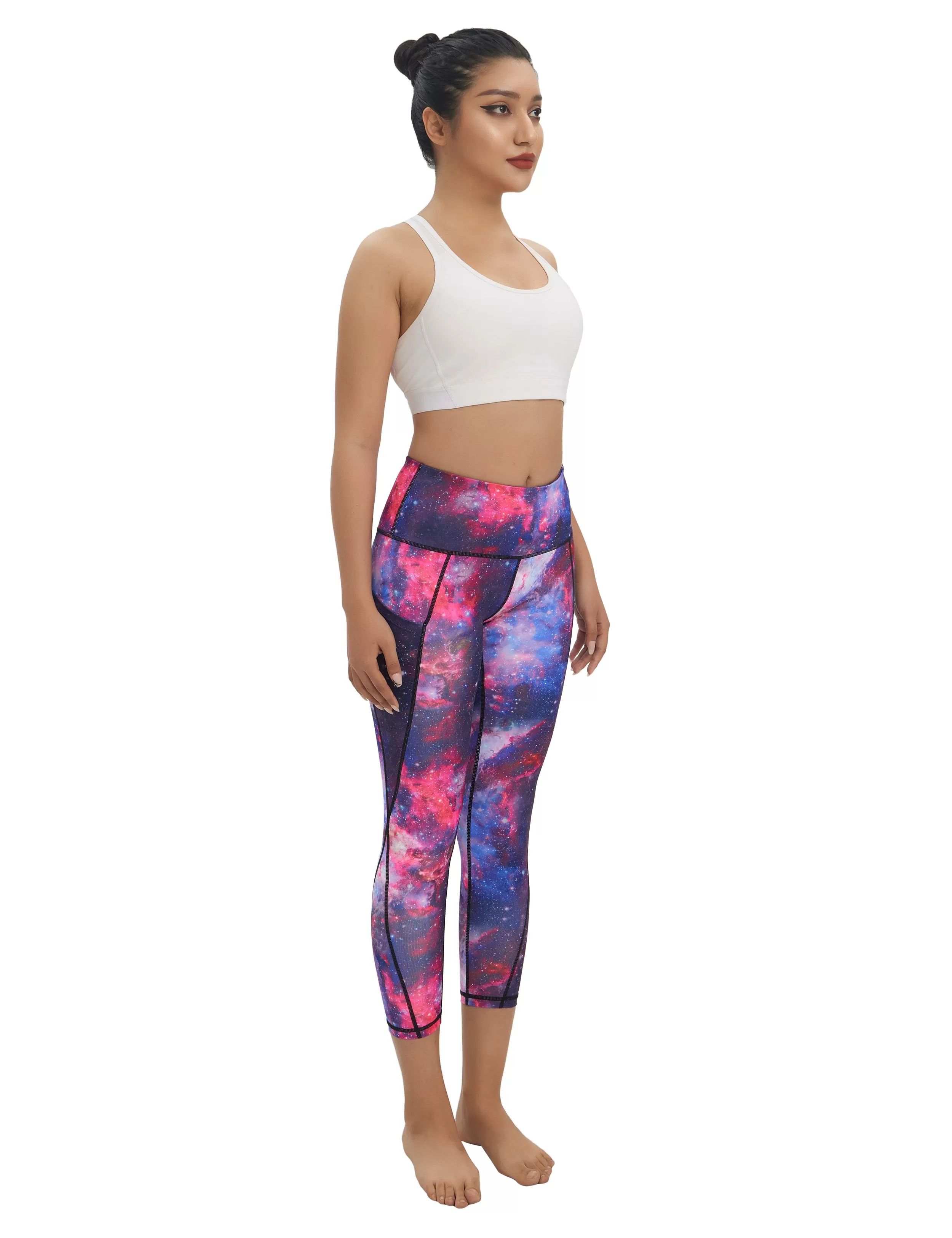 22" Printed Side Pockets Capris galaxy