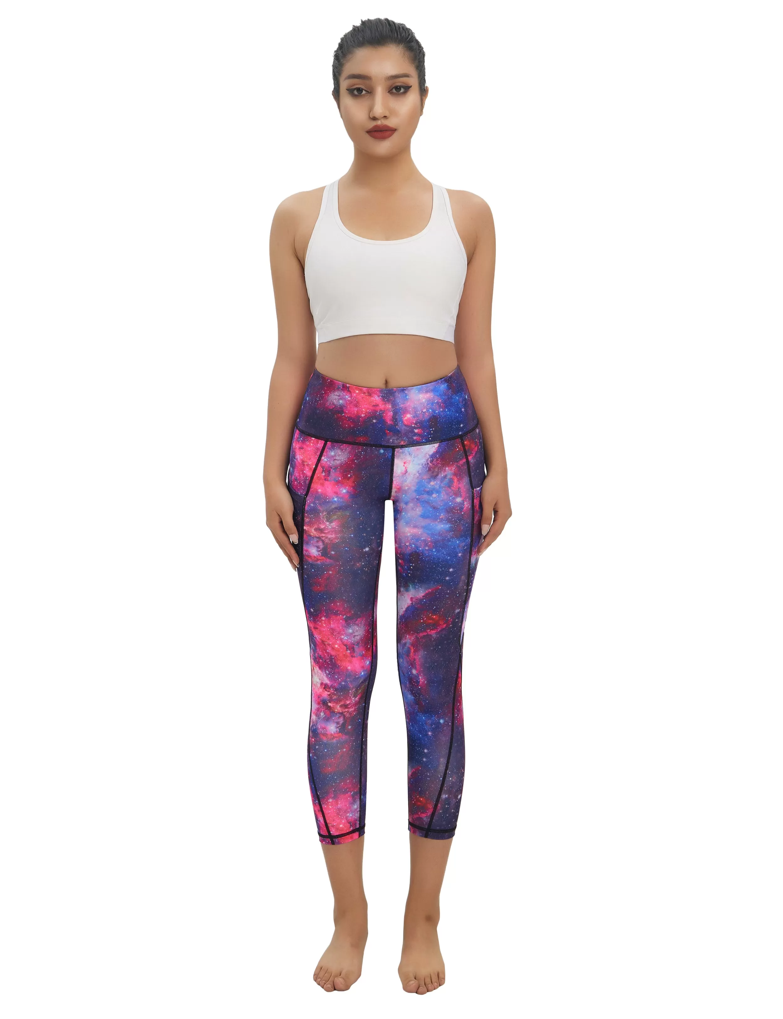 22" Printed Side Pockets Capris galaxy