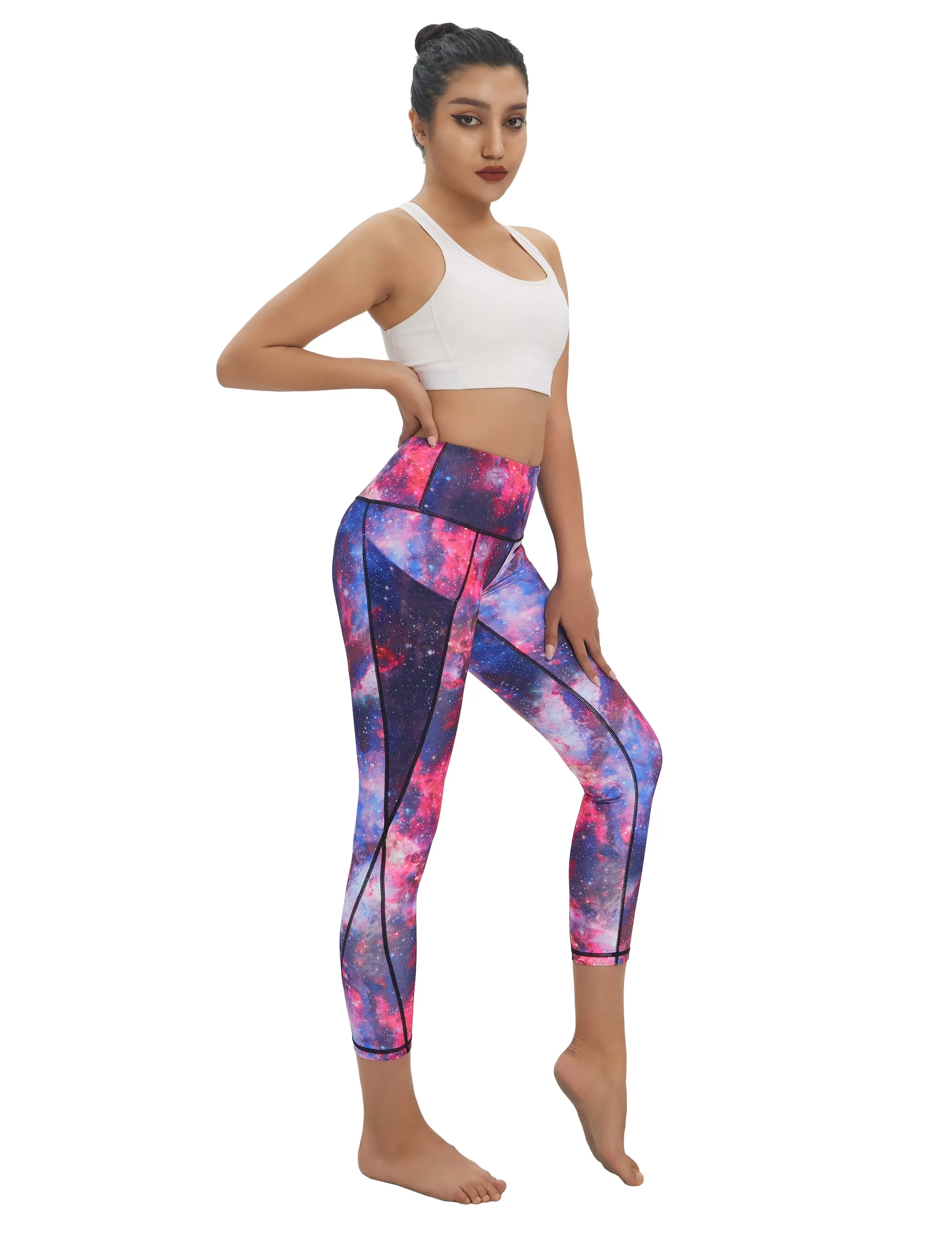 22" Printed Side Pockets Capris galaxy