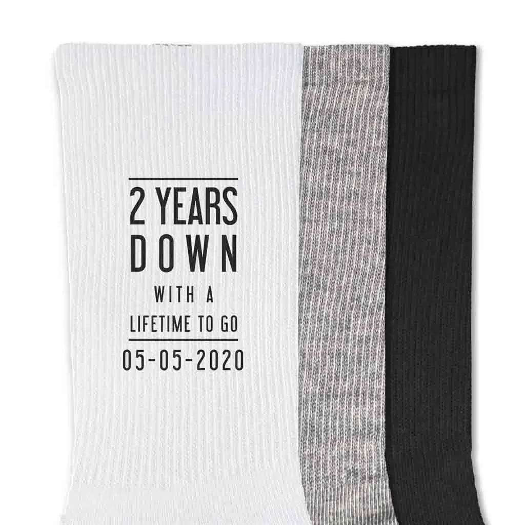 2nd Anniversary Mens Socks - 2 Years Down Personalized