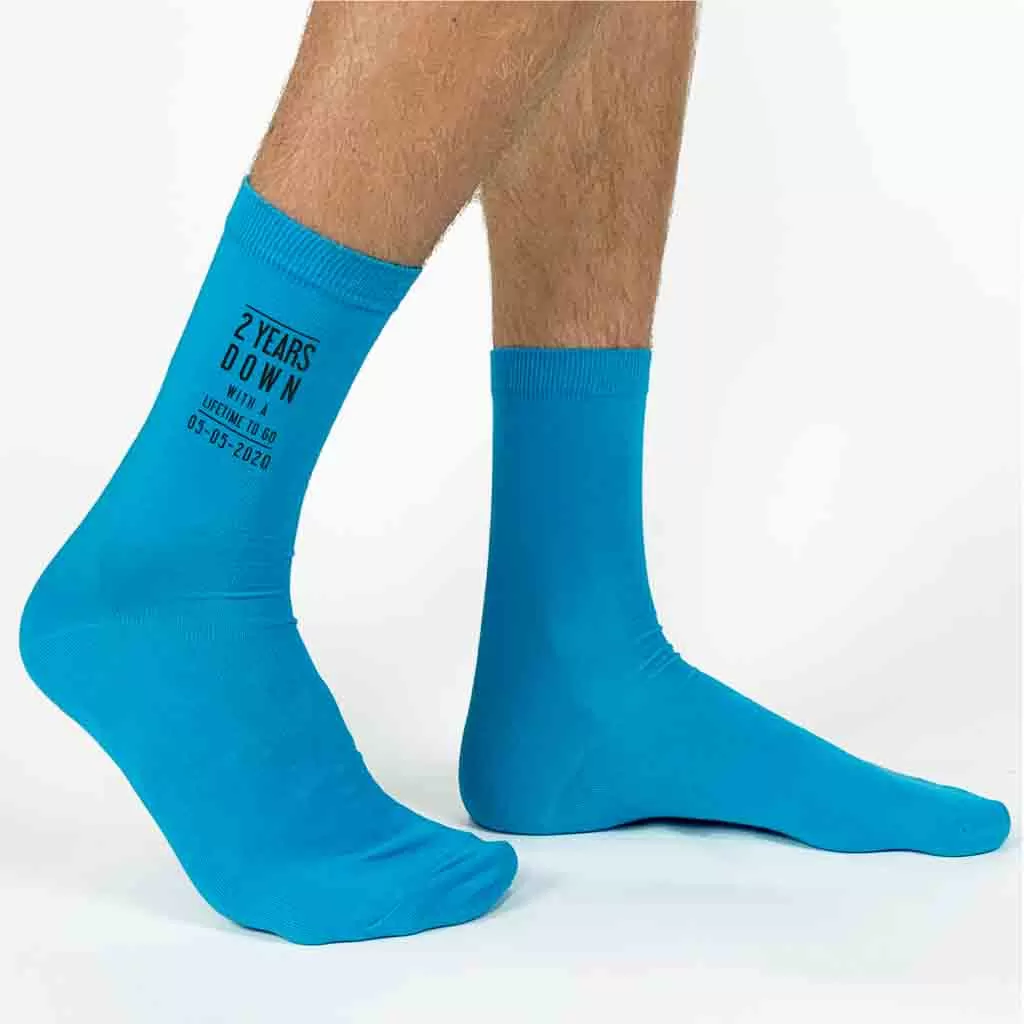 2nd Anniversary Mens Socks - 2 Years Down Personalized