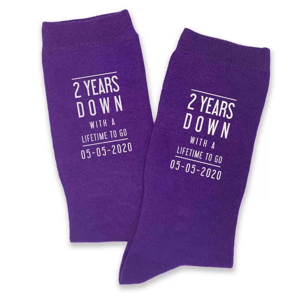 2nd Anniversary Mens Socks - 2 Years Down Personalized