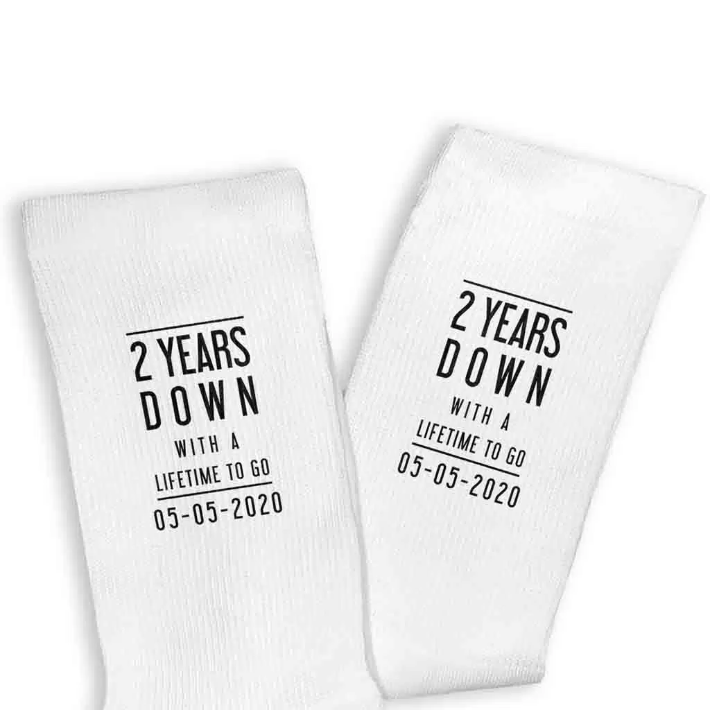 2nd Anniversary Mens Socks - 2 Years Down Personalized