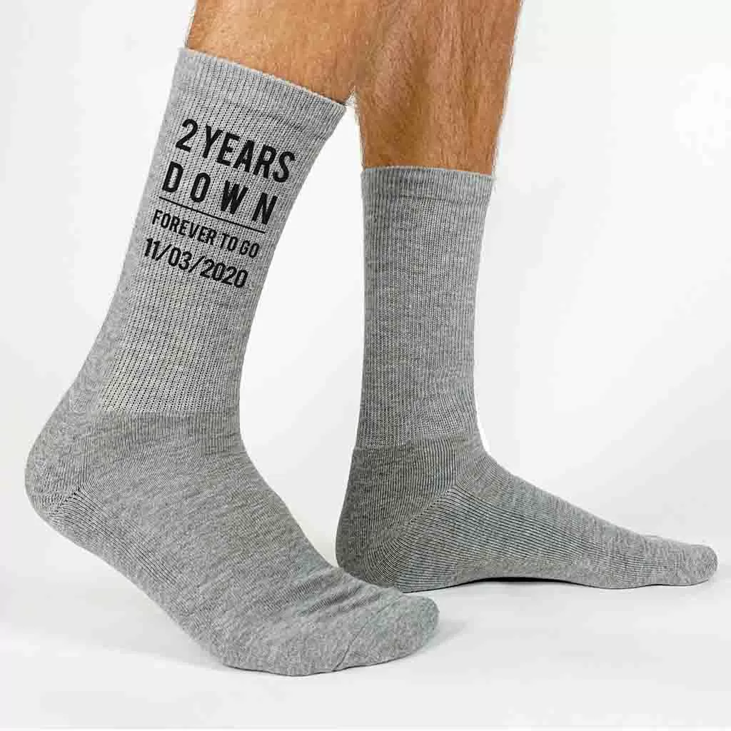 2nd Anniversary Personalized Dress Socks for Men