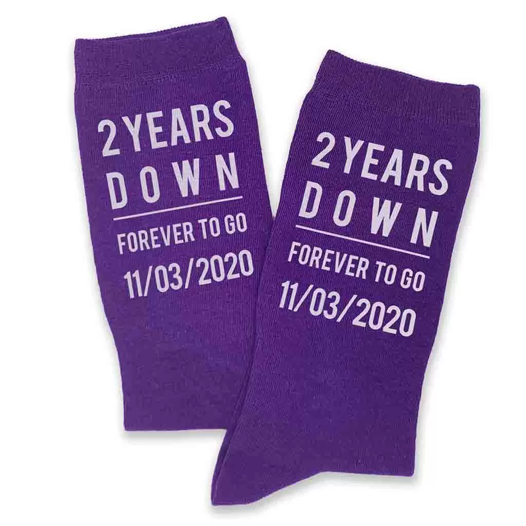 2nd Anniversary Personalized Dress Socks for Men