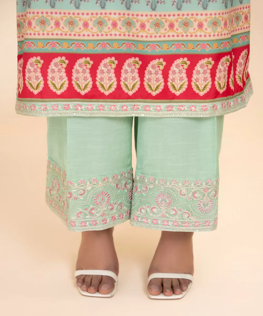 3 Piece - Embroidered Silk Suit