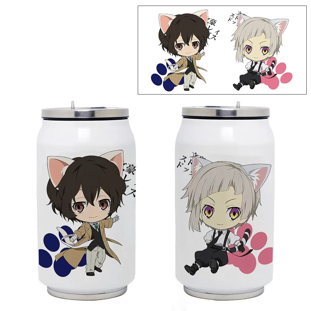 Anime Bungo Stray Dogs Thermoses Cups Dazai Osamu Nakahara Chuuya Tumbler Thermos Cup Pattern Customized Vacuum Flasks High Quality