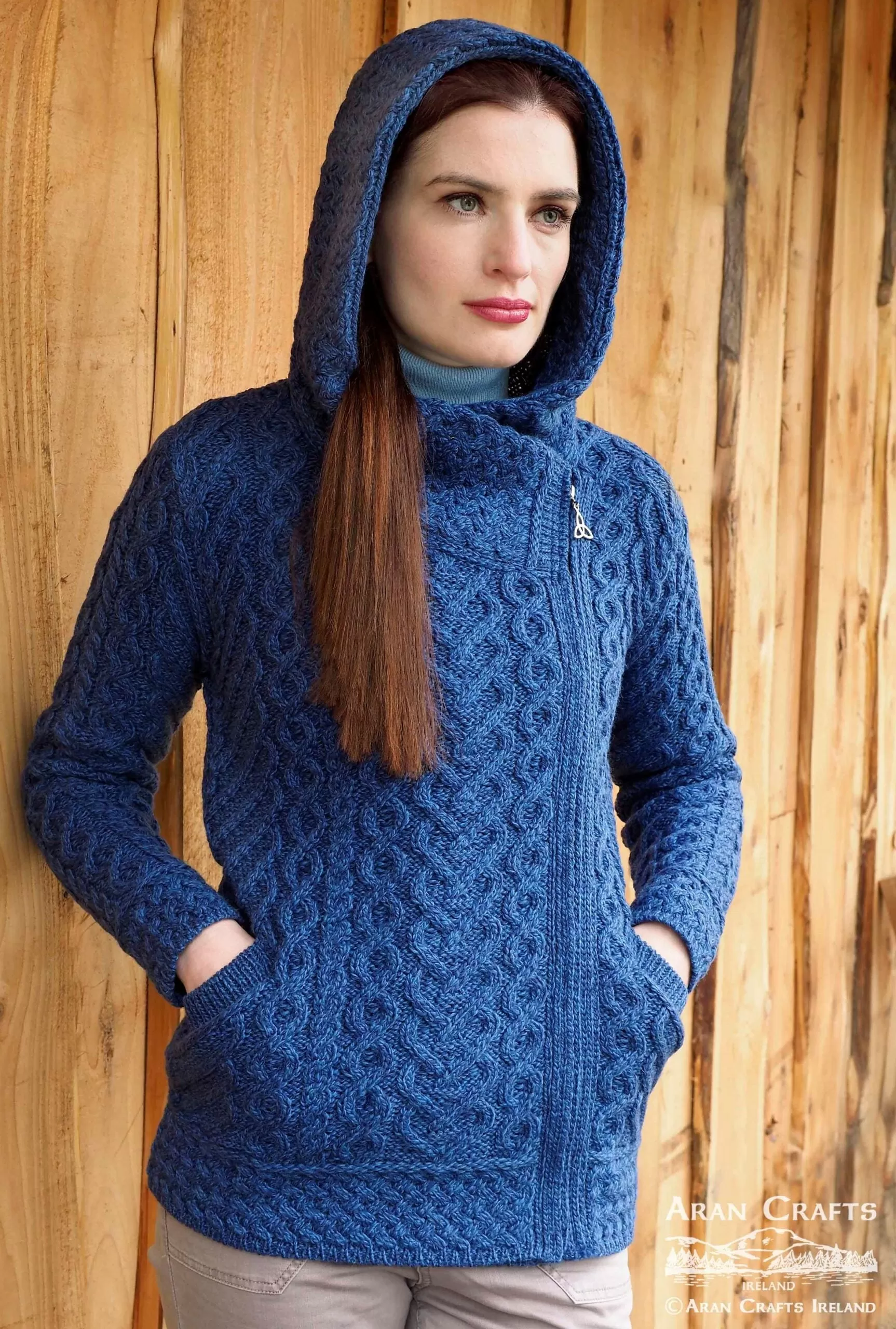 Aran Side Zip Hooded Cardigan [3 Colors]