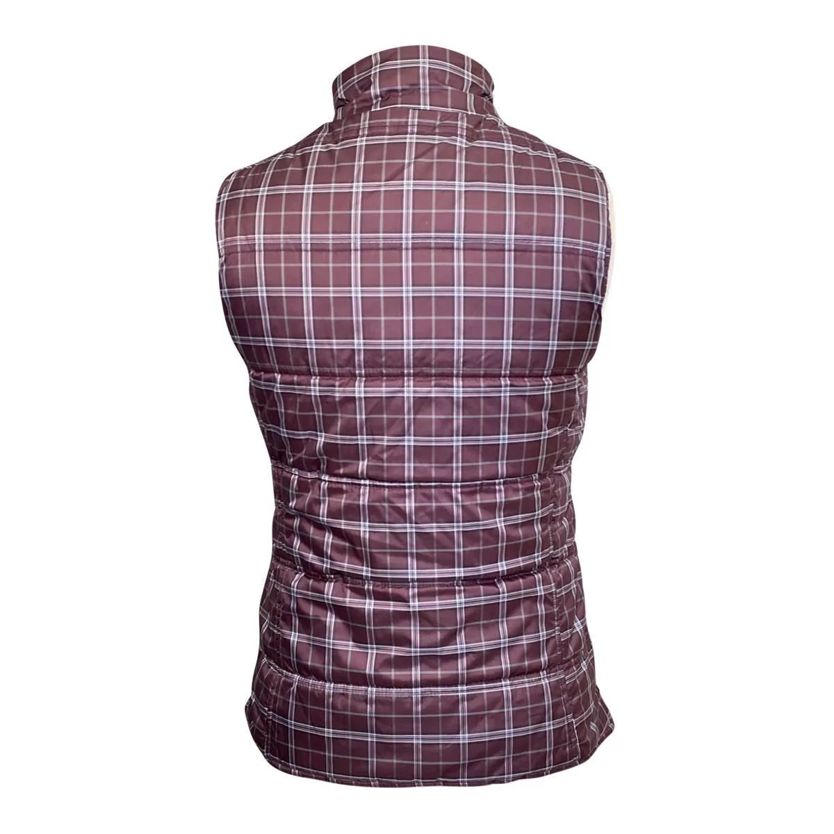 Ariat 'Galway' Reversible Vest in Grey/Burgundy Plaid - Women's XS