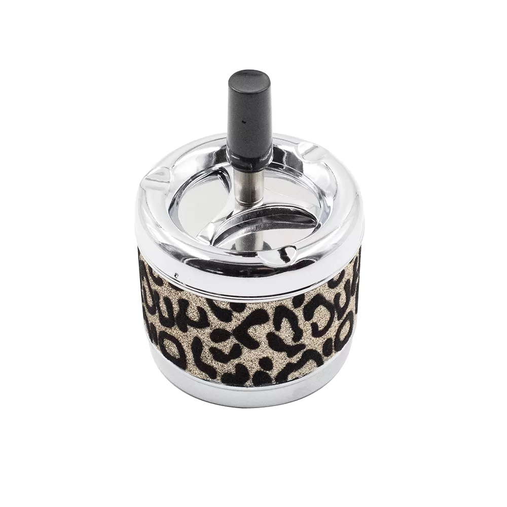 ASHTRAY - LEOPARD PRINT GLITTER SPINNING TRAY 8CM