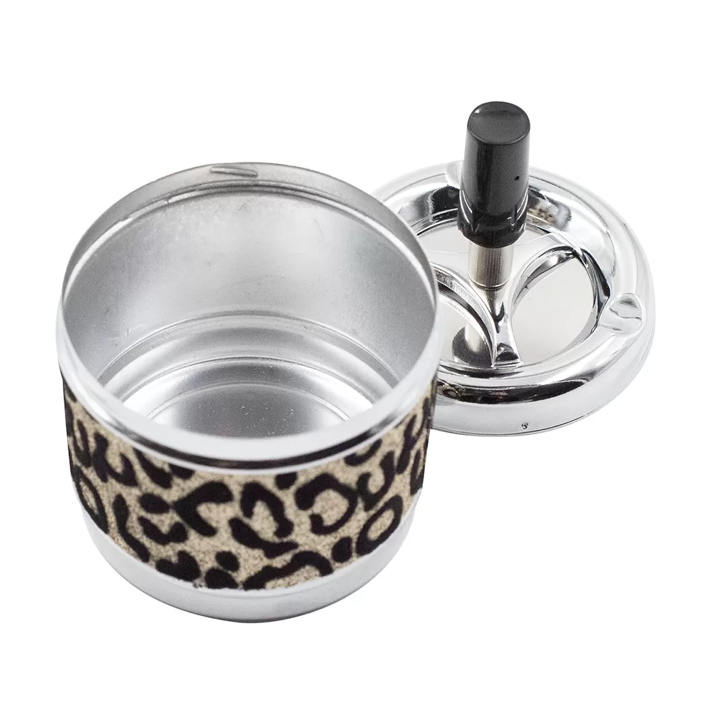 ASHTRAY - LEOPARD PRINT GLITTER SPINNING TRAY 8CM