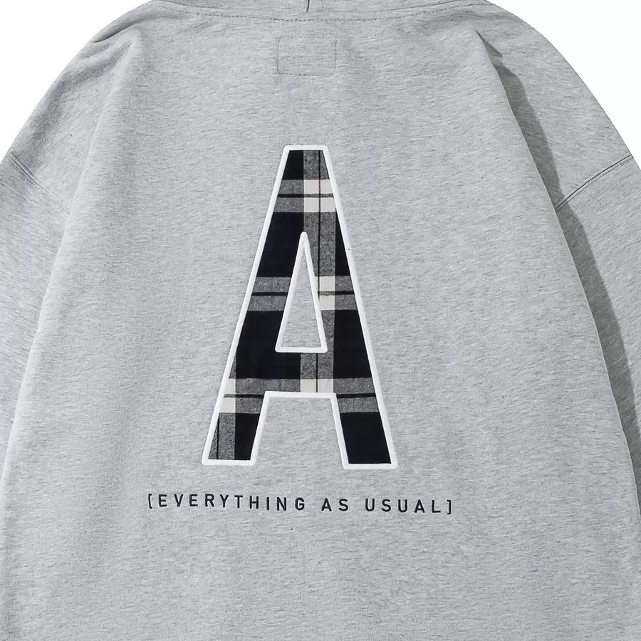 ASUSL CHECKS LOGO HOODIES-GREY