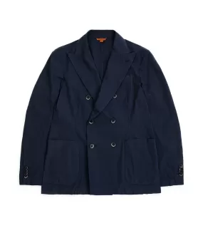 Barena Siroco Pavion Light Cotton Double Breasted Jacket: Navy