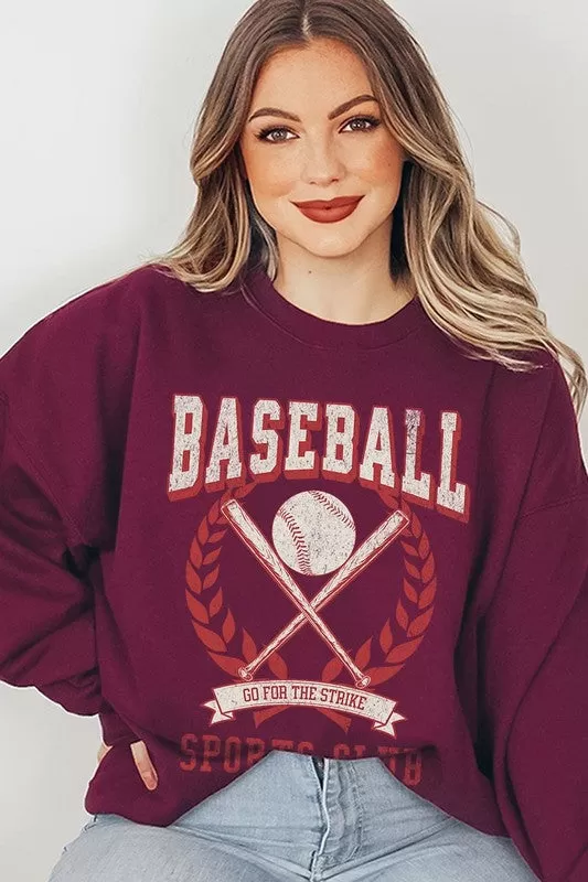 Baseball Sports Club Graphic Fleece Sweatshirts