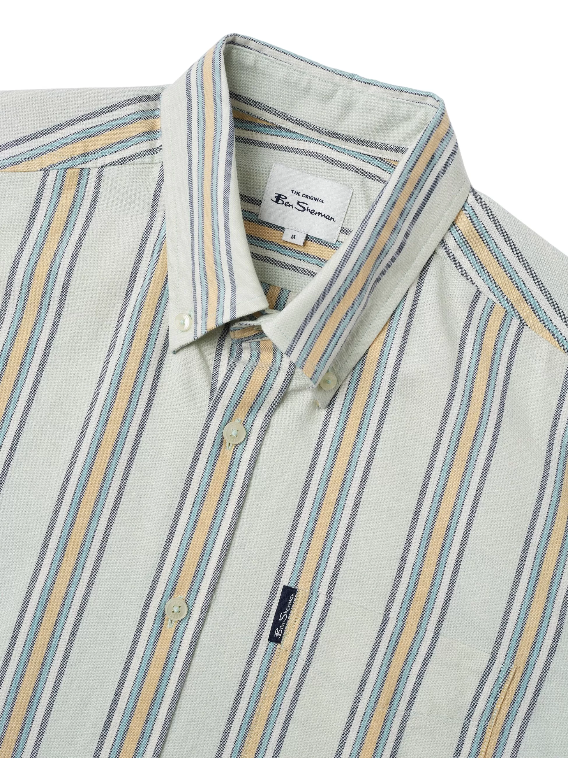 Ben Sherman Mens Block Stripe Oxford Shirt - Short Sleeved