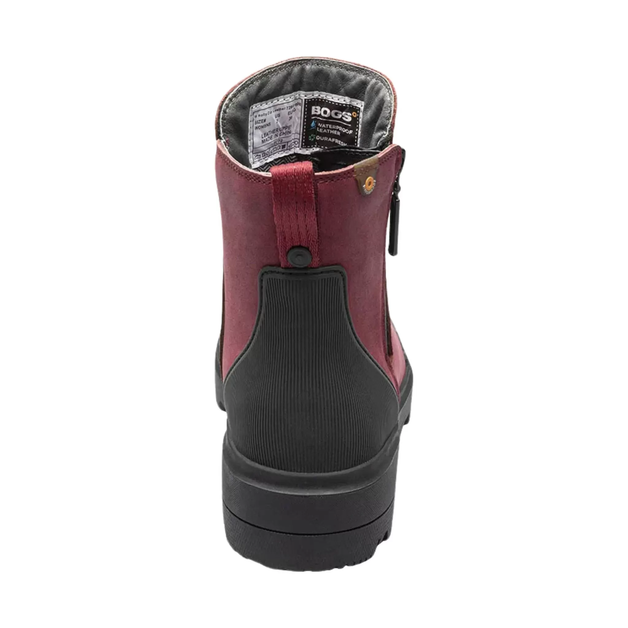 Bogs Women's Holly Zip Leather Rain Boot - Cranberry