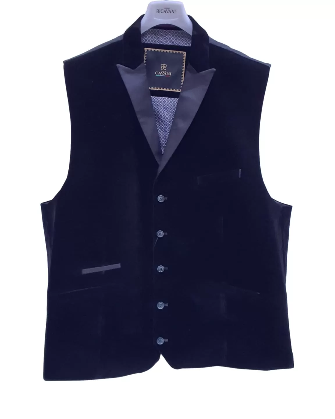 Cavani Rosa Navy Velvet Tuxedo Lapel Waistcoat