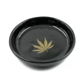 CERAMIC BOWL - WEED LEAF BLACK 10CM