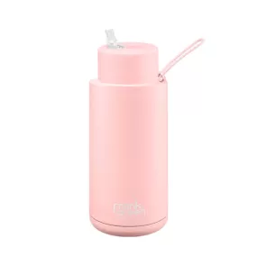 Ceramic Reusable Bottle   Straw Lid (1L) - Blushed