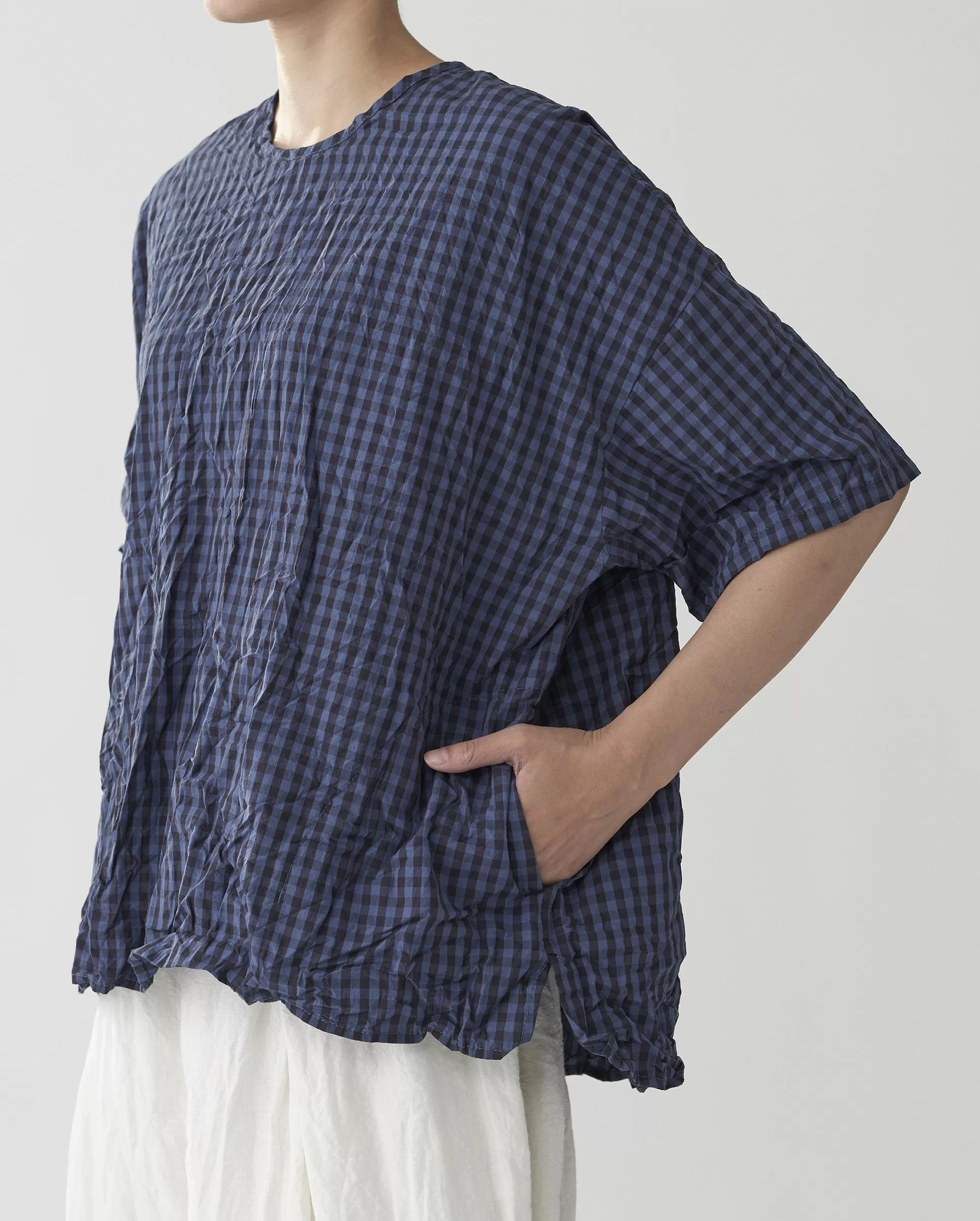 CHECK BLOUSE / BLUE