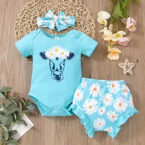 Children's Short Sleeved Shorts Two-piece Set 0-3 Year Old Girls' Summer Leisure Sports Suit