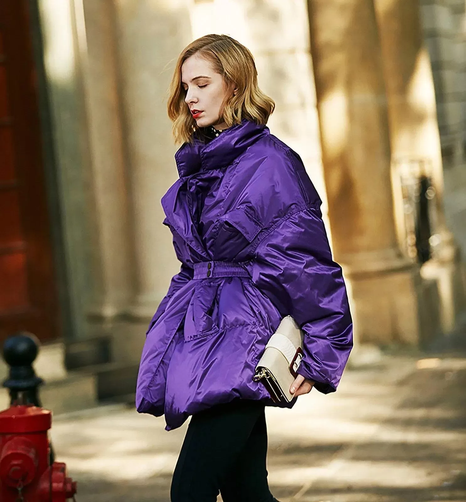 Christy Purple Belted Down Puffer Jacket