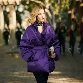 Christy Purple Belted Down Puffer Jacket