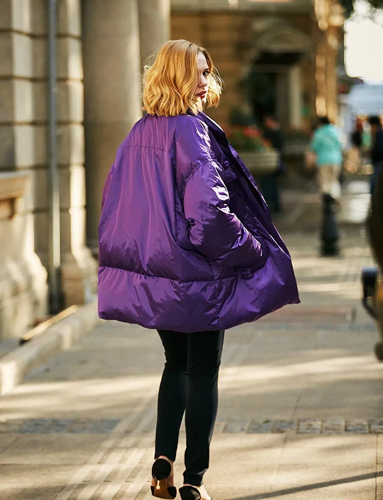 Christy Purple Belted Down Puffer Jacket