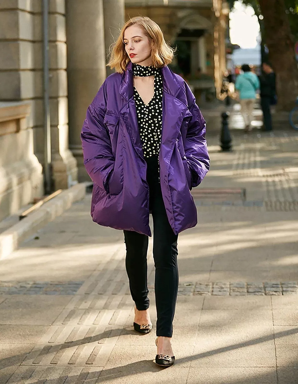 Christy Purple Belted Down Puffer Jacket