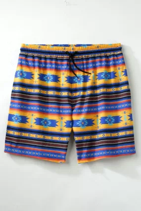 'Cinch' Men's Hawaiian Print Swim Trunks - Yellow / Purple