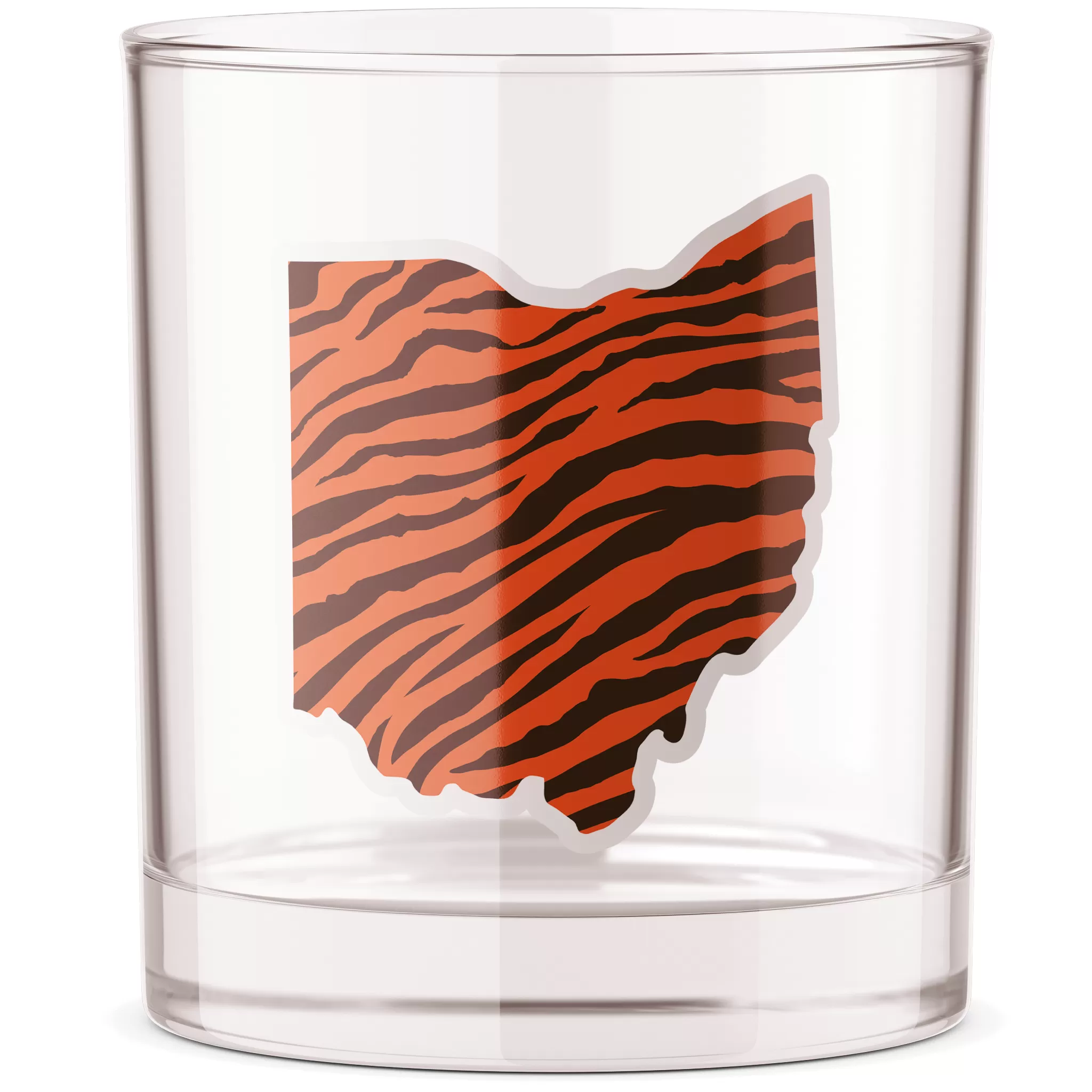 Cincy OH Stripe Shape Bourbon Whiskey Rocks Glass