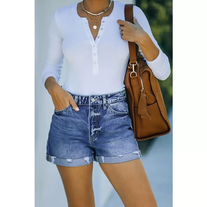 Classic Cuffed Denim Shorts