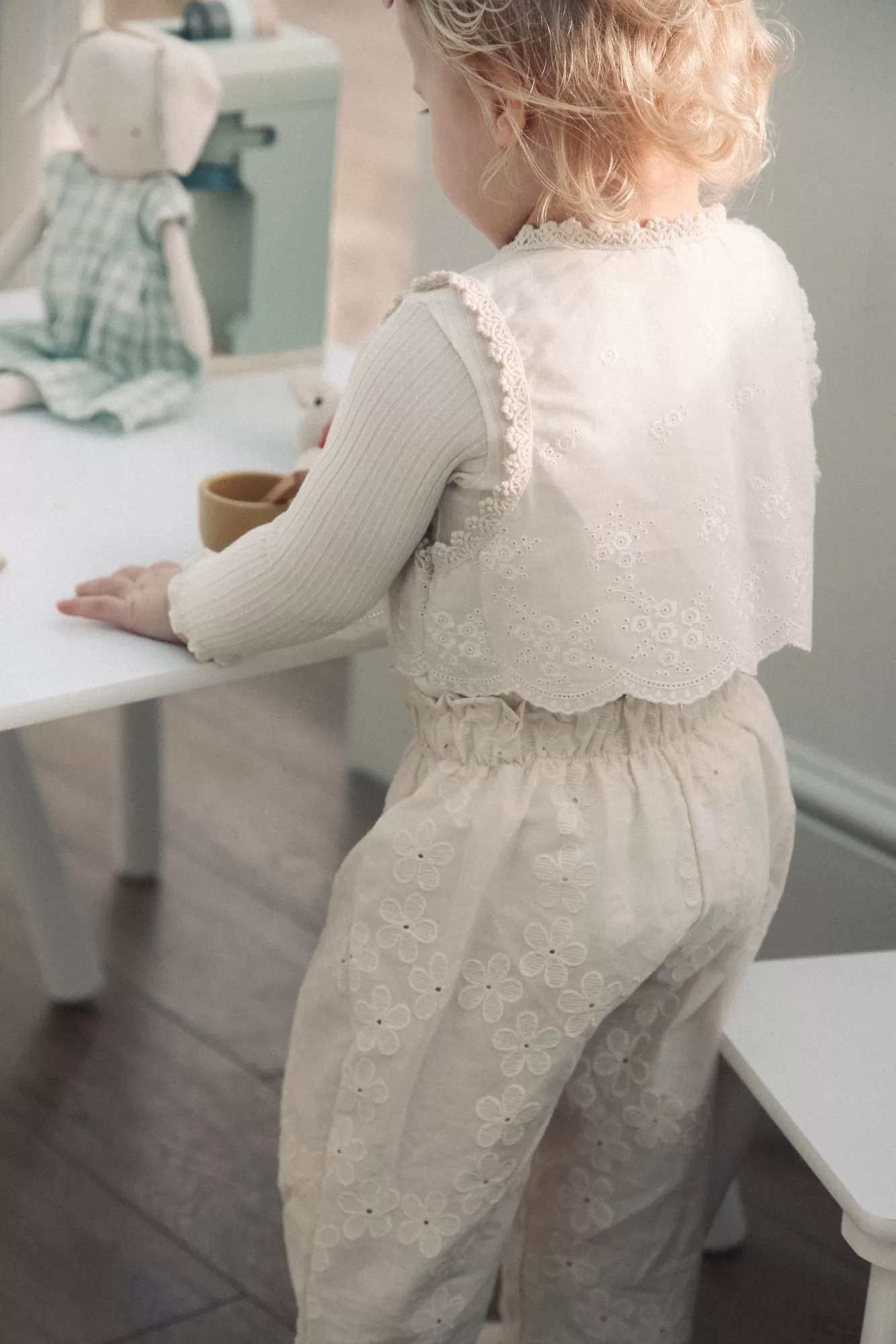 Cream Daisy Embroidered Culottes