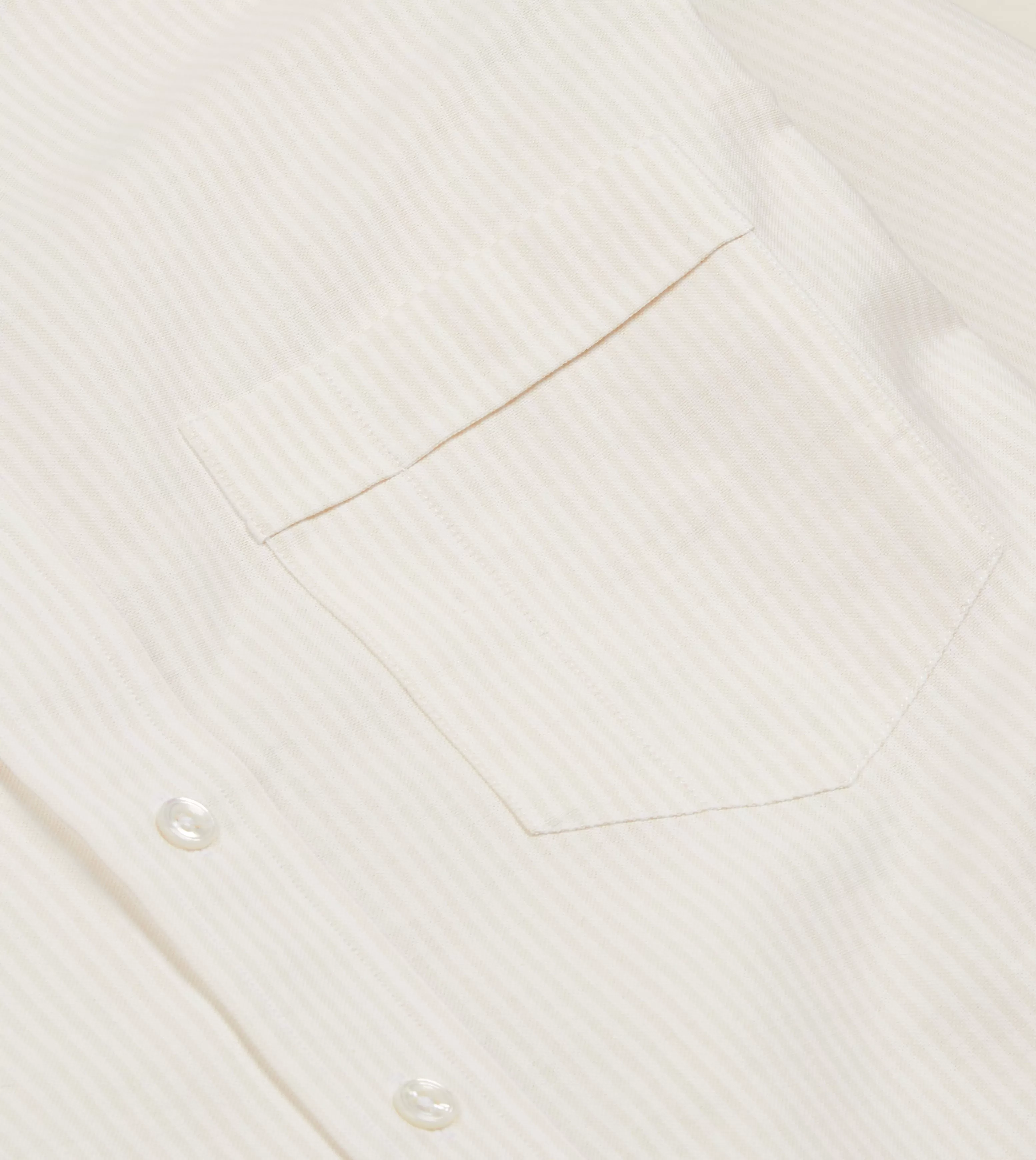 Cream Ticking Stripe Cotton Oxford Cloth Button-Down Shirt