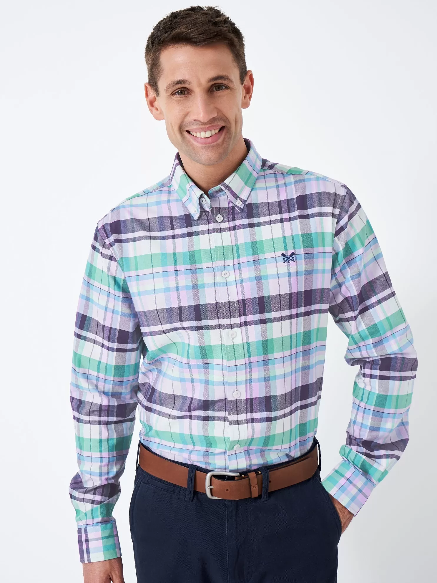 Crew Clothing Mens Pinpoint Oxford Multi Check Shirt