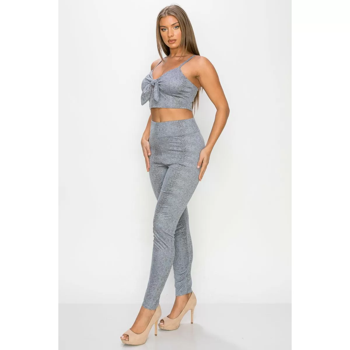 Crop top snake print legging set