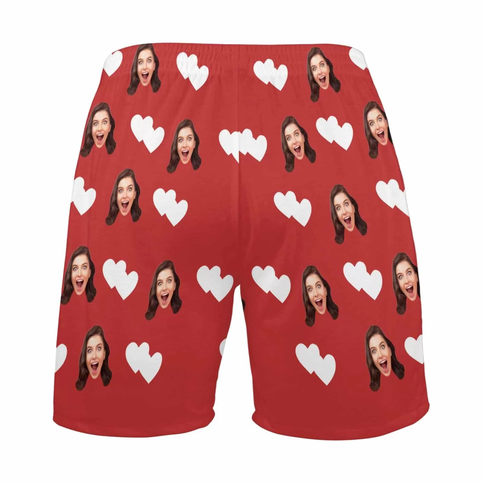 Custom Face Men's Pajama Shorts Personalized Love Heart Sleepwear Shorts