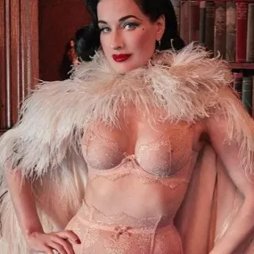 Dita Von Teese Lurex Lace UW Bra in Vintage Peach D59015