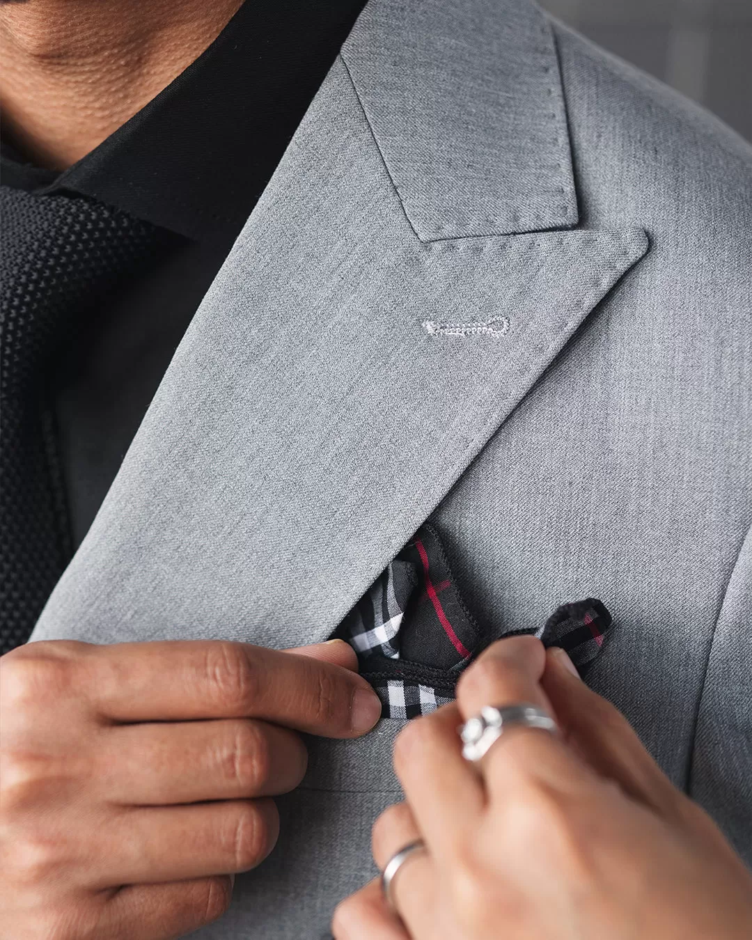 Double Breasted Suit Blazer - Light Grey (Peak Lapel)