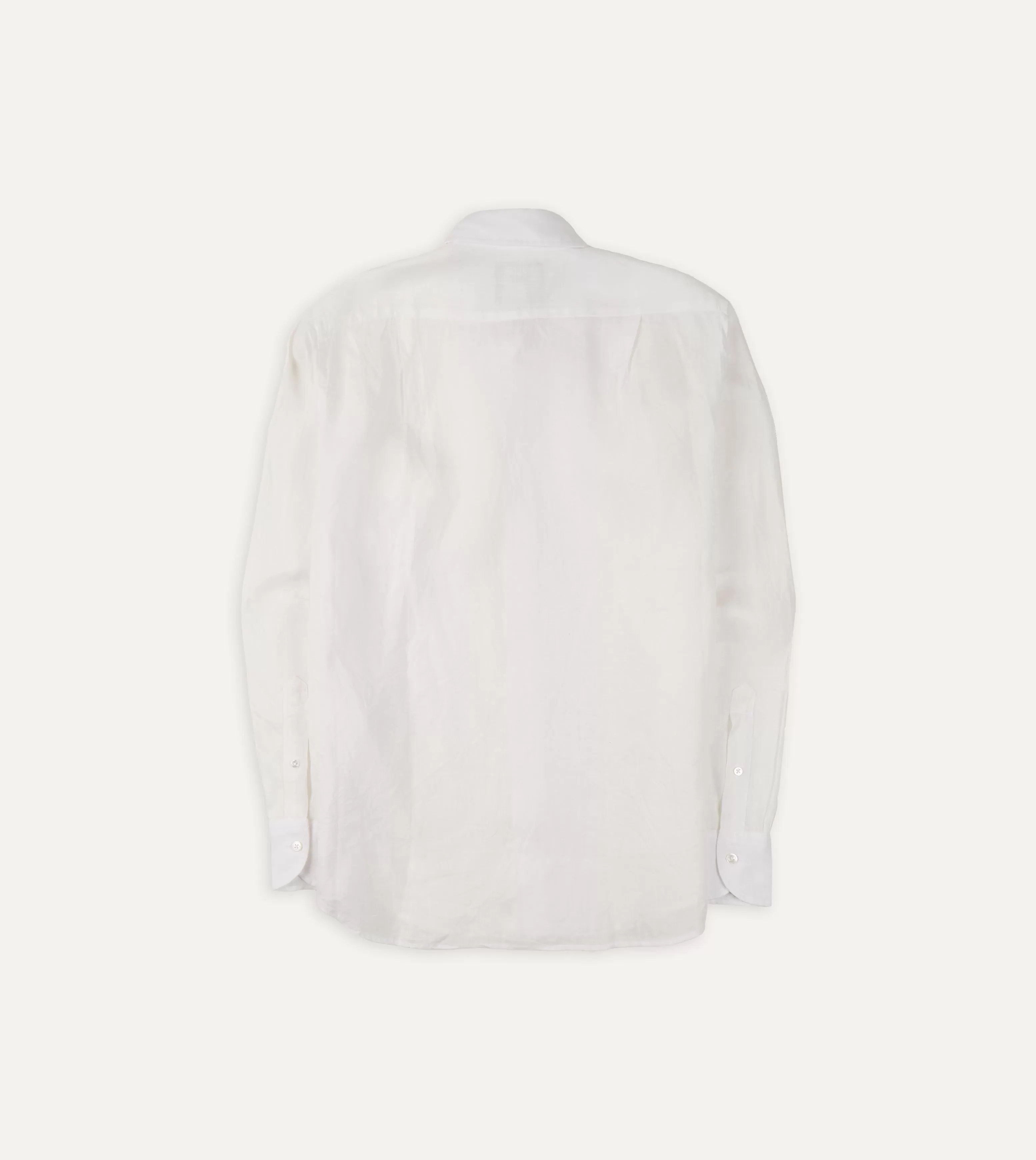 Ecru Linen Spread Collar Shirt